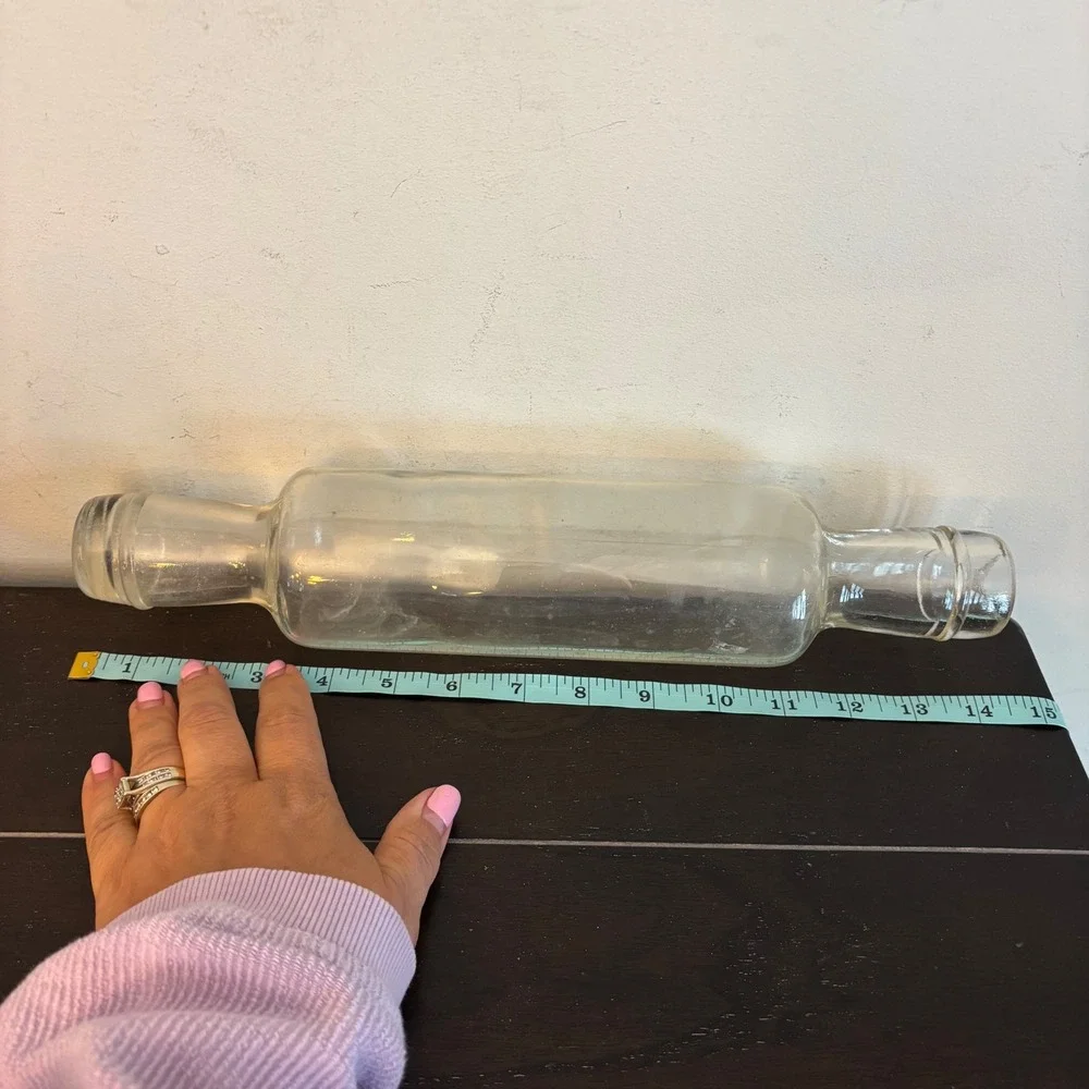 Vintage | Clear Glass Hollow Fillable Rolling Pin | 14.5